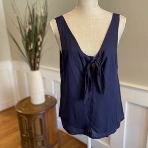 Anthropologie brand Maeve navy tie front sleeveless top